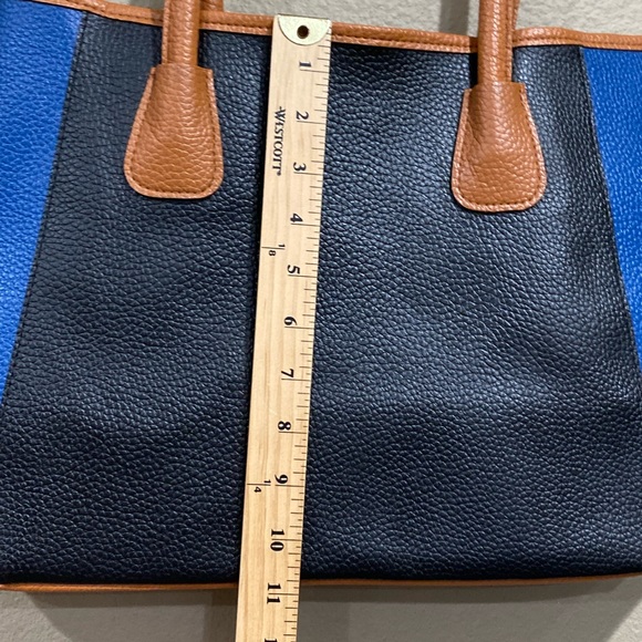 Neiman Marcus Pebbled Tote Hand Bag Multicolor Black Brown Faux Leather Purse - Picture 2 of 8